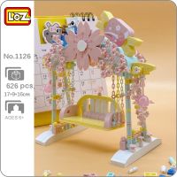 LOZ 1126 Park Playground Sakura Flower Swing Bird Candy Heart Animal Model Mini Blocks Bricks Building Toy for Children no Box