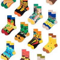 ™ Oil painting theme graffiti European and American socks New spring and summer fashion style cotton socks for lovers