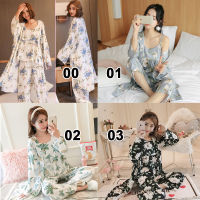 READY STOCK Women Sleepwear Pajamas 3 in 1 Autumn Korean Sleepwear Pyjamas baju tidur perempuan - IVY