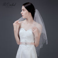 PEORCHID Short Wedding Ceil 2 Layer Vintage Pearls Veiling Voile De Mariage Simple Cheap Bridal Veil Accessories 2019