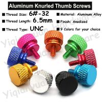 10Pcs UNC 6#-32x6.5mm Colourful Aluminum Knurled Hand Tighten Thumb Screws Computer Case Screws Anolized 9 Colors Nails Screws  Fasteners