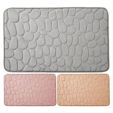 Memory Foam Bath Mat, Cobblestone Coral Fleece Bath Rug, Rapid Water  Absorbent, Non Slip, Washable, Thick, Soft and Comfortable Carpet for  Shower Room