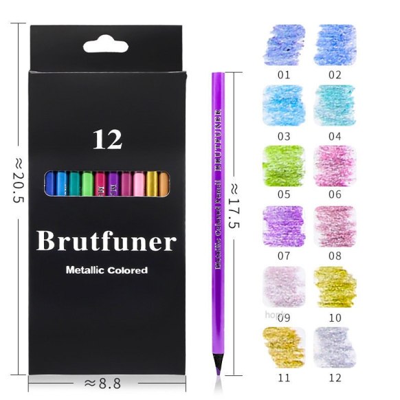 Brutfuner Metallic Pencils 50/12 Colors Color Pencil Set Soft