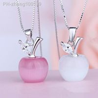 Womens Fashion Jewelry Cute Apple Shape Opals Pendant Clavicle Chain Necklace Lovers Gifts NL0159