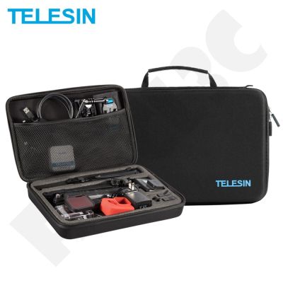TELESIN สีดำขนาดใหญ่แบบพกพากระเป๋าพกพาสำหรับ GoPro Hero 10 9 8 7 Hero 6 5 4 สำหรับ DJI Osmo Action