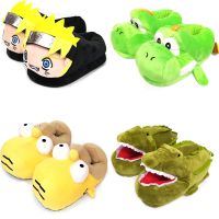 【CW】 Women  39;s Slippers Men Warm Cotton Shoes Couple Cartoon Non-slip Flat Slides