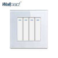 【✆HOT】 SCP MALL 4 Gang 2 Way Wallpad หน้าจอโทรศัพท์110V-250V มาตรฐานยุโรปอังกฤษฟลูออเรสเซนต์4 Gang 2 Way Push On Off แผงสวิตช์ไฟฟ้า