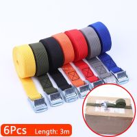 【YD】 6pc 300x2.5cm Car Tension Rope Tie Down Ratchet Luggage Lashing Metal Buckle Tow Tensioner