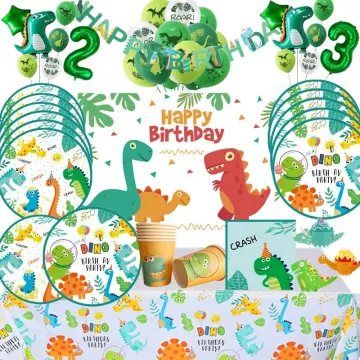 Dinosaur Birthday Party Disposable Tableware Balloons Set Kids Boy