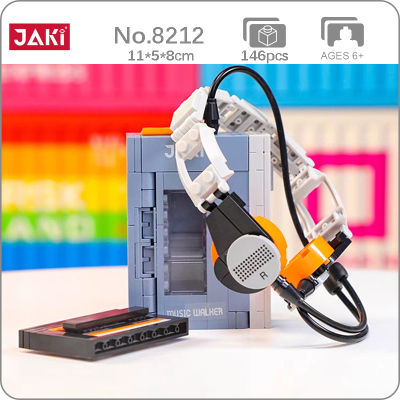 JAKI 8212 Cassette เพลง Walkman เครื่องบันทึกเทปเพลงวิทยุหูฟังเครื่องมินิบล็อกอิฐของเล่นสำหรับเด็กไม่มีกล่อง