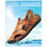 ขนาดใหญ่38 ~ 48หนัง Cool Breathable Summer Men Beach รองเท้าแตะ KL3426