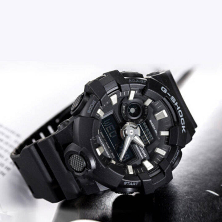 ต้นฉบับ-g-shock-ga700-ผู้ชายกีฬานาฬิกาคู่แสดงเวลา-200-เมตรกันน้ำกันกระแทกเวลาโลก-led-แสงอัตโนมัติรับประกัน-4-ปี-ga-700-1b-ใหม่แท้