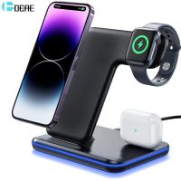 15W Fast Wireless Charger Stand For iPhone 14 13 12 11 XS XR X 8 3 in 1 Charging Dock Station for Apple Watch 8 7 SE Airpods Pro