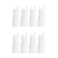 8 Pack Bib Aprons with 2 Pockets Adjustable Kitchen Cooking Chef Apron for Women &amp; Men, White