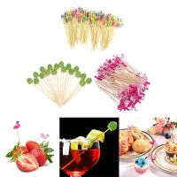 100Pcs Disposable Bamboo Fruit Sticks 13cm Fruit Salad Snack Fork Cocktail Decor Cake Buffet Toothpicks Wedding Party Supplies