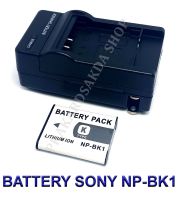 (Saving Set 1+1) NP-BK1 / NP-FK1 / BK1 / FK1 แบตเตอรี่และแท่นชาร์จสำหรับกล้องโซนี่ Battery and Charger For Sony DSC-S750,DSC-S780,DSC-S950,DSC-980,DSC-W180,DSC W190,MHS-PM1,MHS-PM1V,MHS-PM5,MHS-CM5 BY PRAKARDSAKDA SHOP