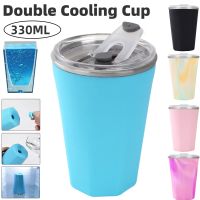 ✳▲ Stainless Steel Thermos Coffee Mugs Summer Water Cup Double Silicone Vacuum Flask Refrigeration Thermal Drinkware Cold Beer Cup