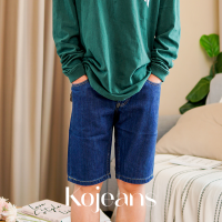 Kojeans | กางเกงยีนส์ผู้ชายขาสั้น สไตล์เกาหลี ใส่สบาย สียีนส์เข้ม