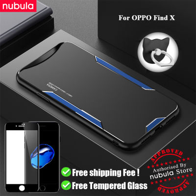 NUBULA สำหรับ OPPO Find X ปลอกฟรี Tempered โลหะแก้วอะลูมินัมอัลลอยโทรศัพท์มือถือ OPPO Find X Matte เคสหลัง Anti-Scratch ฝาครอบ Rind ขาตั้งชุดทำความสะอาดหน้าจอสำหรับ OPPO Find X