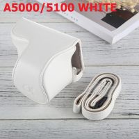 กระเป๋าหนัง pu ฝากระเป๋ากล้องกับรัดสำหรับ Sony A5100/A5100 PU CASE SONY A5000/5100 WHITE