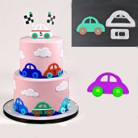 【CW】 2Pcs 3D Small Car Shape Plastic Fondant Cutter Cookie Cutter Cake Mold Sugarcraft Mold Decorating Tools