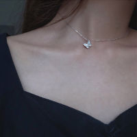 【Be worth】 Gift Pop เรียบง่าย925เงินสเตอร์ลิงคริสตัลผีเสื้อสร้อยคอผู้หญิงโซ่ Clavicle Choker Collares เครื่องประดับแต่งงาน