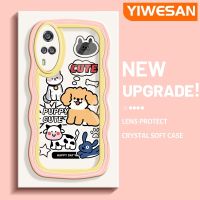 YIWESAN เคสสำหรับ VIVO Y51 Y31 2021 Y51A 2021 Y53s Y33ลายการ์ตูนน่ารักๆสำหรับลูกสุนัขแฟชั่นครีมลายคลื่นดีไซน์ใหม่เคสโทรศัพท์แบบใสเคสป้องกันซิลิโคนสร้างสรรค์เลนส์กล้องถ่ายรูปเคสโปร่งใสกันกระแทก