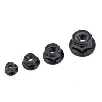 Hex Flanged Lock Nut M3 M4 M5 M6 M8 Black zinc carbon steel Hexagon Flange Nylon Insert Self-locking Nylock Locknut Nails  Screws Fasteners