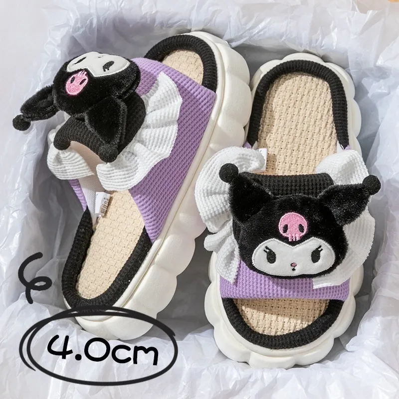 ✳ shangdi Sanrio Home Slippers Hello Kitty Kuromi Indoor Four Seasons Slippers  Women Anti-Sli Shoes Cartoon Comfortable Breathable Shoes