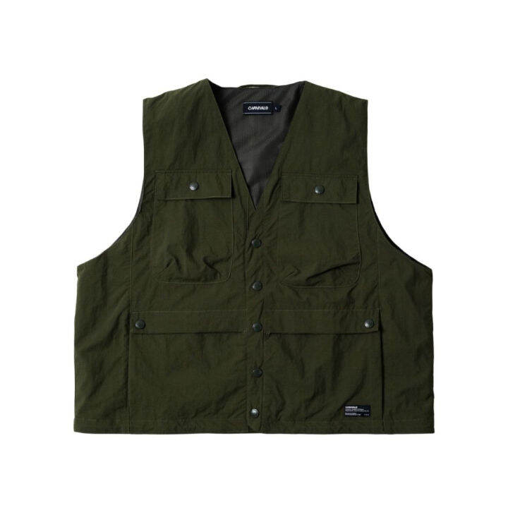 CARNIVAL CNVFW22V002GR/57 FW22 UTILITY VEST OLIVE Lazada.co.th