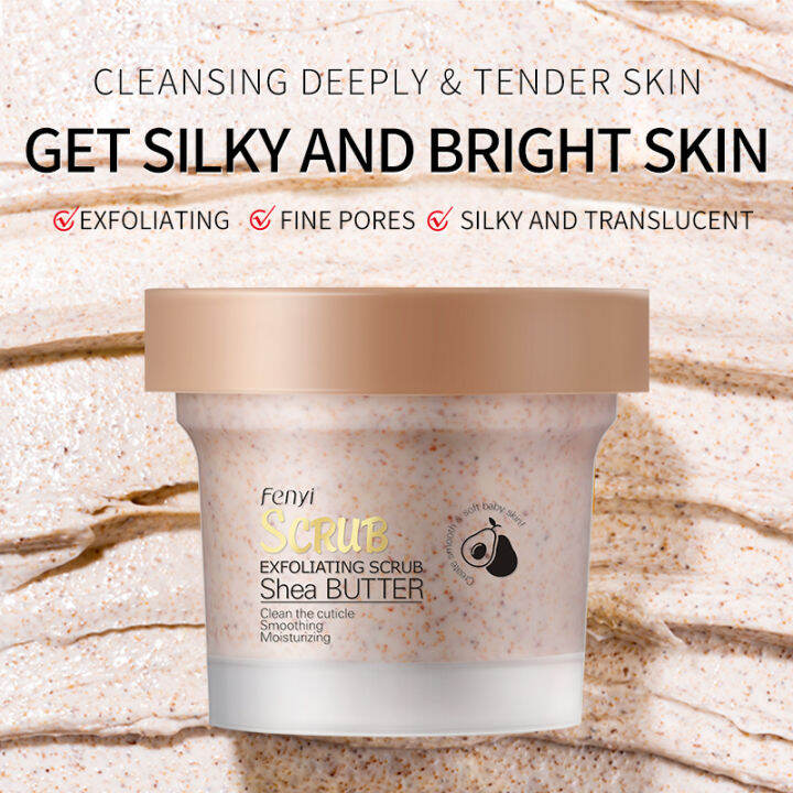 fenyi-fda-shea-butter-body-scrub-100g-smoothing-tender-skin-ลบผิวที่ตายแล้วอย่างล้ำลึก