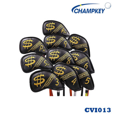 ปลอกหุ้มหัวไม้กอล์ฟ Champkey ลาย Money สีดำ (CVI013) Cover iron ขนาด 3/4/5/6/7/8/9/P/A/S