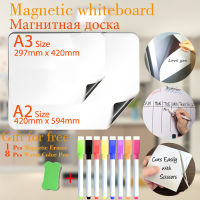 2 PCS A2+A3 Magnetic Whiteboard Dry Erase Board White Boards for Kids Fridge Stickers Home Office Message Board