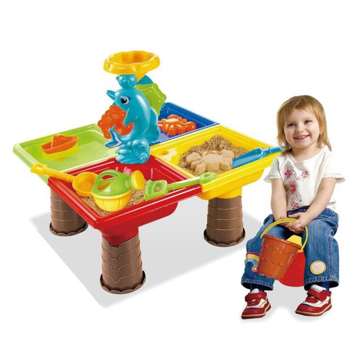 toykidsshop-โต๊ะเล่นทราย-ชุดโต๊ะเล่นทรายชุดใหญ่พร้อมอุปกรณ์-เก้าอี้-no-9829