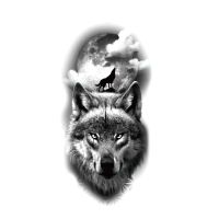 CW Wolf HowlingTemporary Tattoos Sticker for Men Hand ArmTatoo WaterproofWolf Flash Tatto FakeStickers