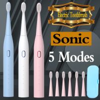 HOKDS Electric Toothbrush Sonic for Children Adults Oral Care Clean Replacement Teeth Brush Dental Whitening with Travel Storage Box