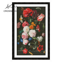 Crossdecor Cross Stitch ออกแบบใหม่ดอกไม้รูปแบบ Aida 14CT 11CT ผ้า Handmade ปักชุดพร้อมวัสดุสำหรับผู้เริ่มต้นตกแต่งสำหรับ Sala Wall - The Peony แจกัน (5)