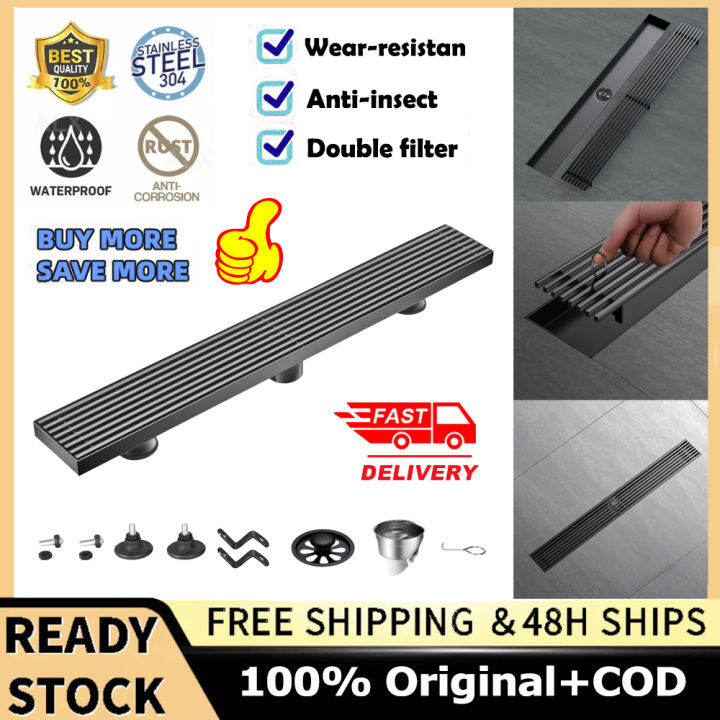 36Inch Rectangular Linear Shower Drain Pipe with Brick Pattern Grille