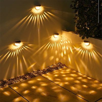 Solar Wall Light 6LEDs Waterproof Step Light Semi-circular Solar Garden Light Outdoor Staircase Balcony Decorative Lighting