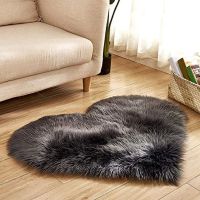 【CC】♚  Shaped Rug Wool Imitation Sheepskin Rugs Faux Fur Anti Bedroom Shaggy Mats Room