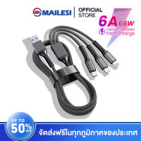 MAILESI สายชาร์จเร็ว 3 In 1 66W 6A สาย USB Type C ชาร์จเร็ว สำหรับ Samsung S20 Xiaomi Mi 9 iPhone 13 12 1211 ProMax X XR 8 7 5 5S 6 6S iPad Realme Xiaomi MI8/9/10 OPPO A83 F9 VIVO X7 HUAWEIสาย Micro USB สาย iPhone