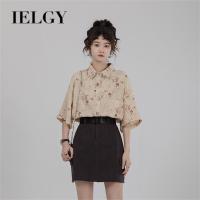 IELGY เสื้อผู้หญิงแขนสั้นพิมพ์ลายการ์ตูน,เสื้อเก๋ไก๋ไฮเอนด์สไตล์ฝรั่งเศสทรงหลวม