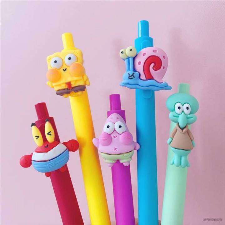 ใหม่-ปากกาลูกลื่น-ลายการ์ตูน-spongebob-squarepants-patrick-star-squidward-0-5-มม-สีดํา-เครื่องเขียน