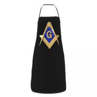 Gold Freemason Logo Apron Women Men Unisex Bib Masonic Freemasonry Cooking Kitchen Tablier Cuisine Chef Baking