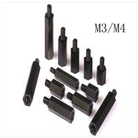 【❉HOT SALE❉】 cili96969 50ชิ้นไนลอนพลาสติกสีดำ M3 M4 Metric Threaded ตัวผู้กับสำหรับท่านชายหญิงตัวเมีย M-F Hex Spacer คอลัมน์รูปหกเหลี่ยม