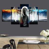 Multi Panel Print Angel Fire And Ice Canvas 5 Piece Wall Art Heaven Wings Woman 5 Pieces Pictures Paintings HD Print No Framed