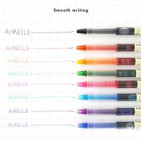 10PCSSet 8 Colors Straight liquid Ink Gel Pen 0.5mm Colorful Quick Dry Roller Pen School office Stationery Japan Style Pens