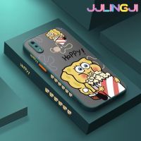 Jlingji เคสสำหรับ VIVO V9 V9เยาวชน V9 Pro Y85การ์ตูนมีความสุข SpongeBob มีน้ำค้างแข็งโปร่งใสบางเคสแข็งขอบสี่เหลี่ยมกันกระแทกลายปลอกซิลิโคนเคสนิ่มป้องกันคลุมทั้งหมด