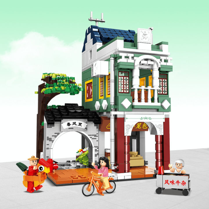 woma-บล็อคก่อสร้างของเล่นประกอบเมืองกวางโจวฮ่องกงโมเดลประกอบอาคารวิวถนนของขวัญสำหรับเด็ก