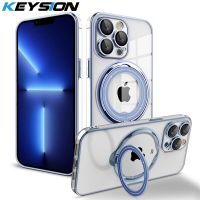 KEYSION Plating Transparen Case for MagSafe for iPhone 11 Pro Max SE 2020 XS XR 8+ 7 Magnetic Stand Camera Protector Phone Cover